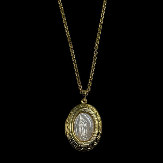 Gold Oval Lady Guadalupe Locket