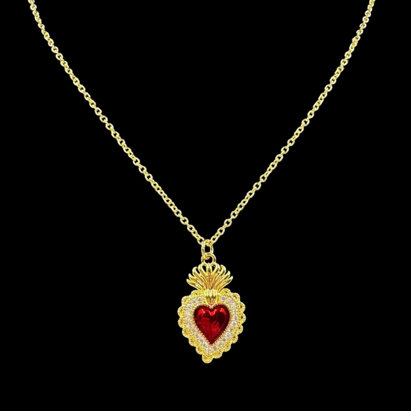 Flaming Sacred Heart Necklace