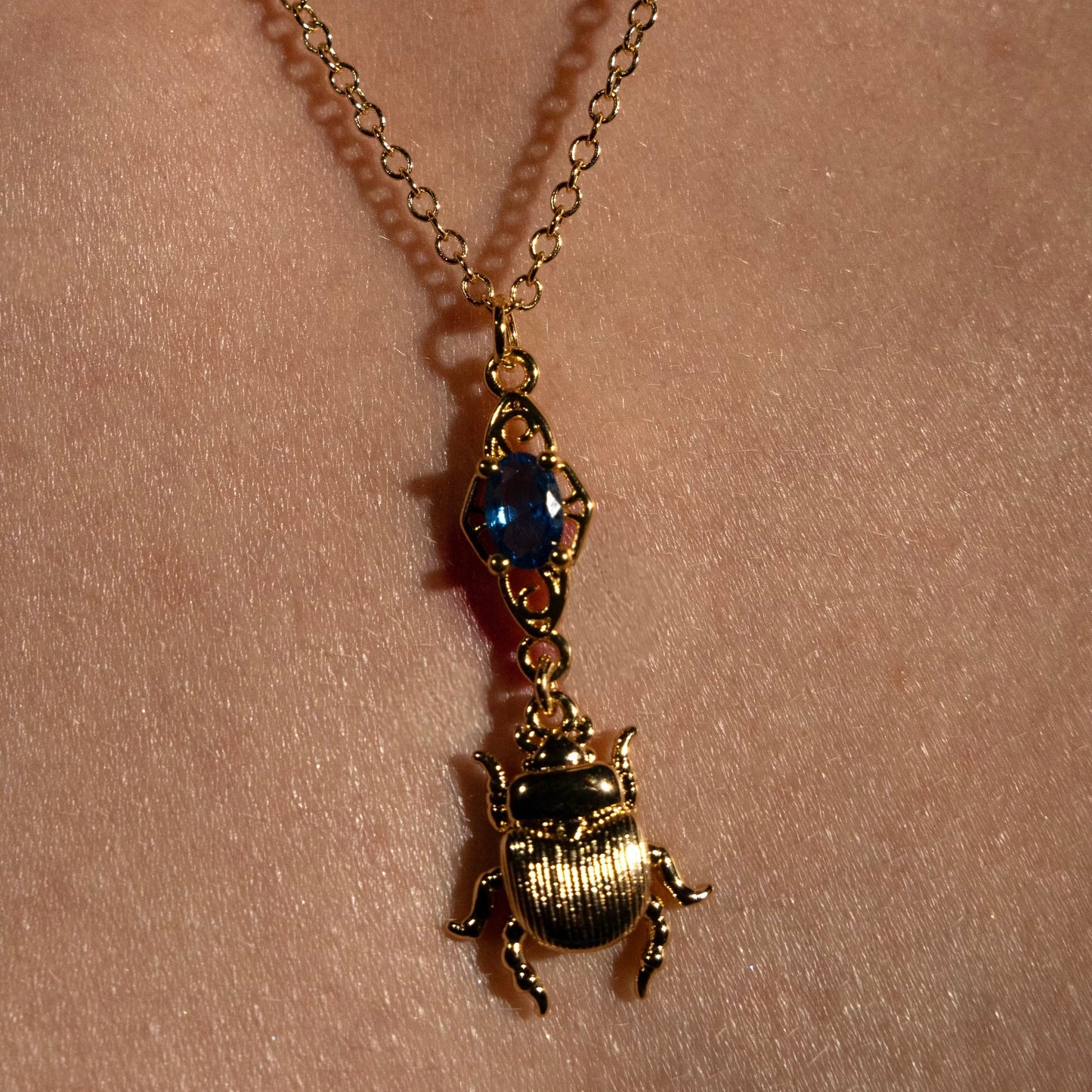 Elizabeth’s Blue Stone Scarab Necklace