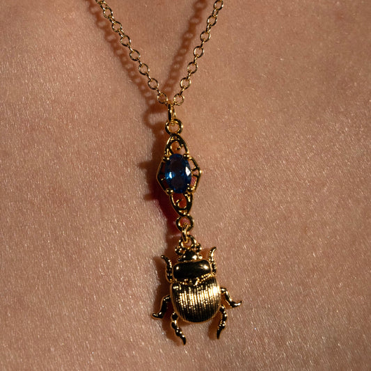 Elizabeth’s Blue Stone Scarab Necklace