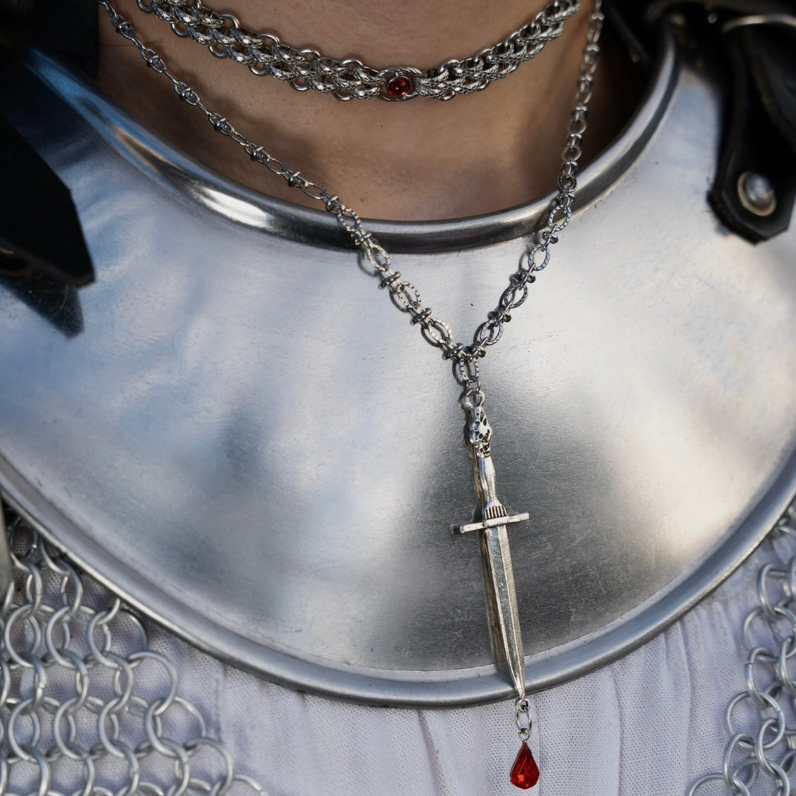 Joan of Arc Dripping Blood Sword Necklace
