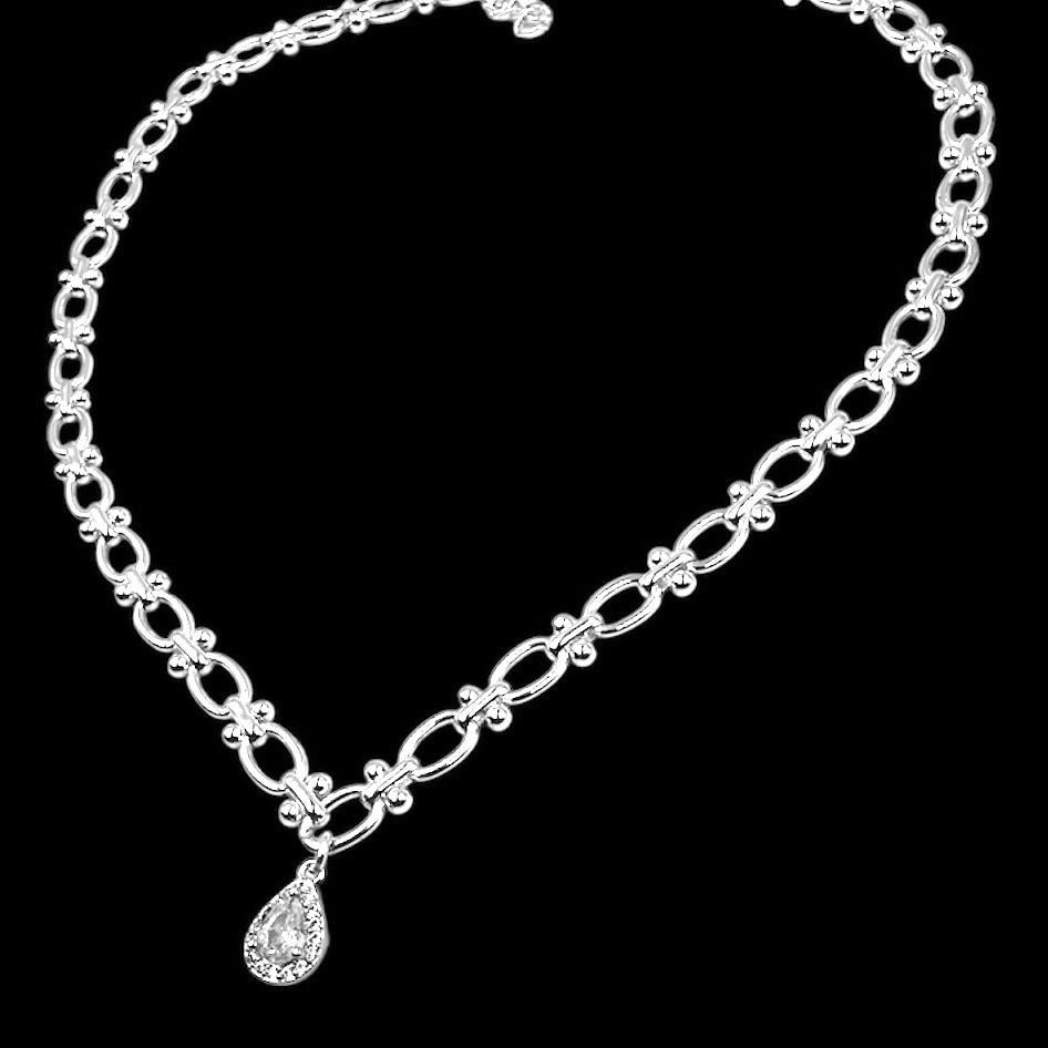 Icy Silver Diamond Droplet Choker