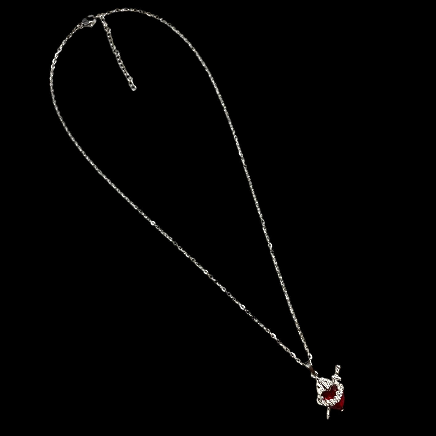 Silver Stabbed Heart Necklaced