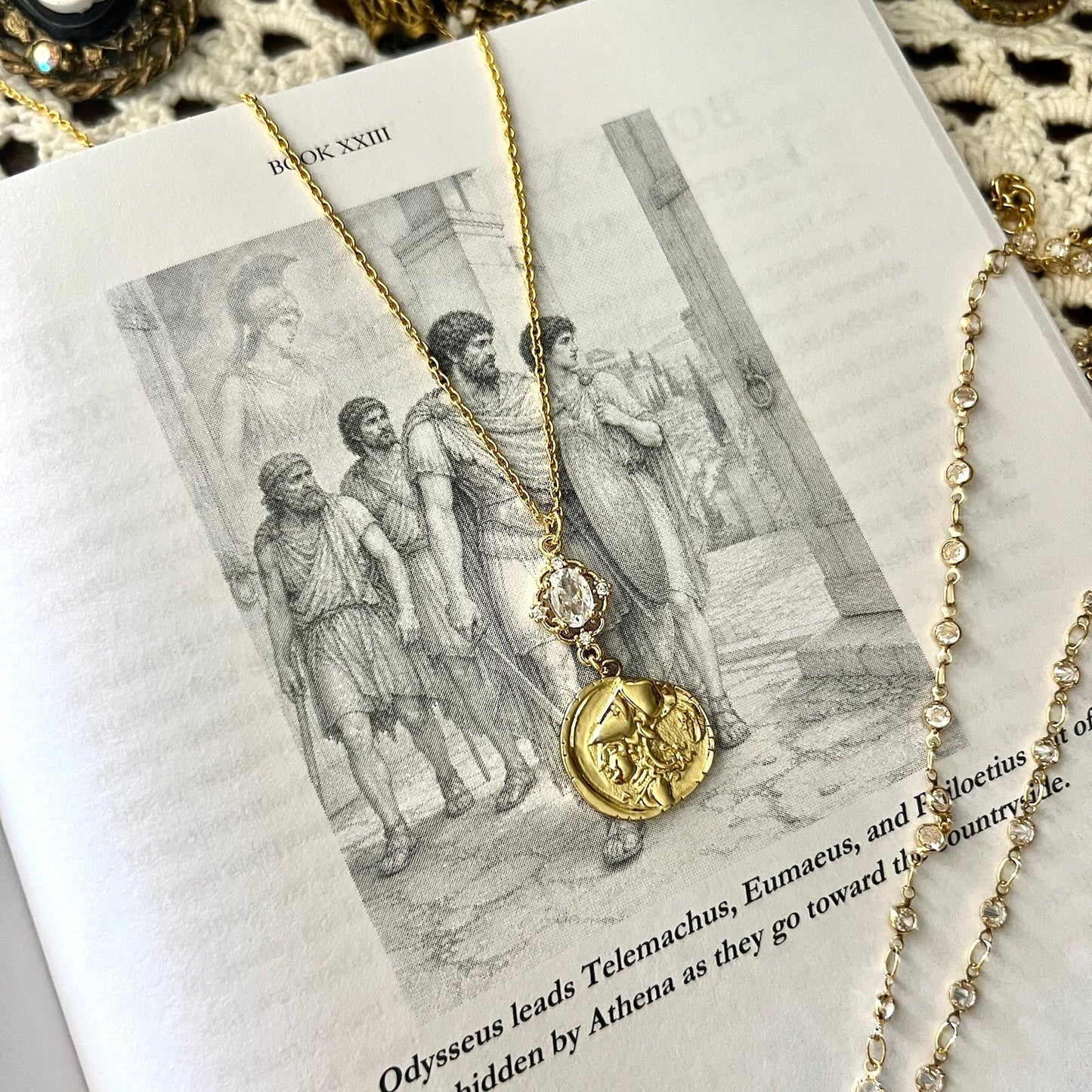 Diamond Athena Coin Necklace