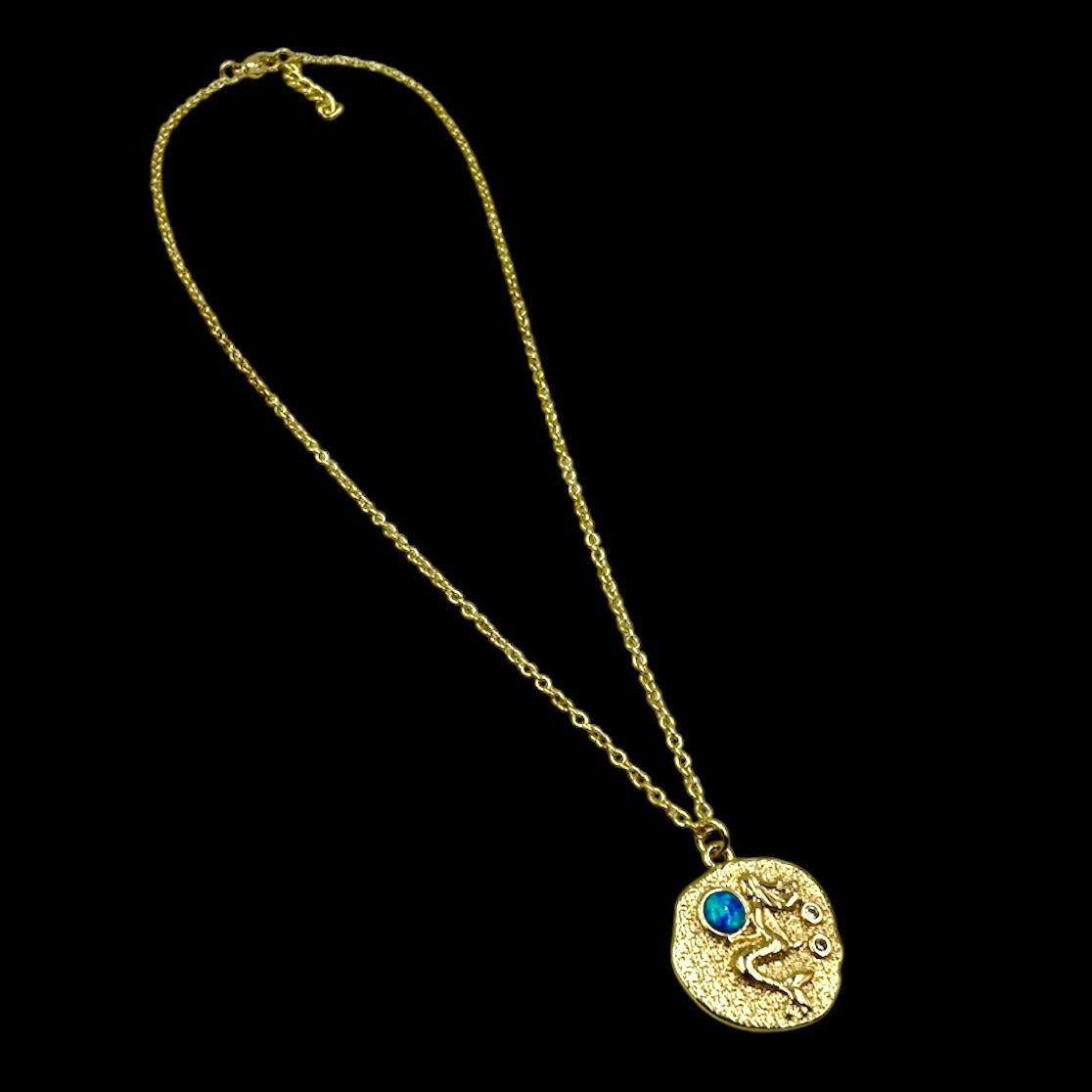 Siren Blue Opal Coin Necklace
