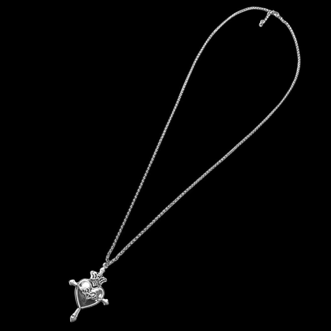 Silver Crossed Heart Necklace