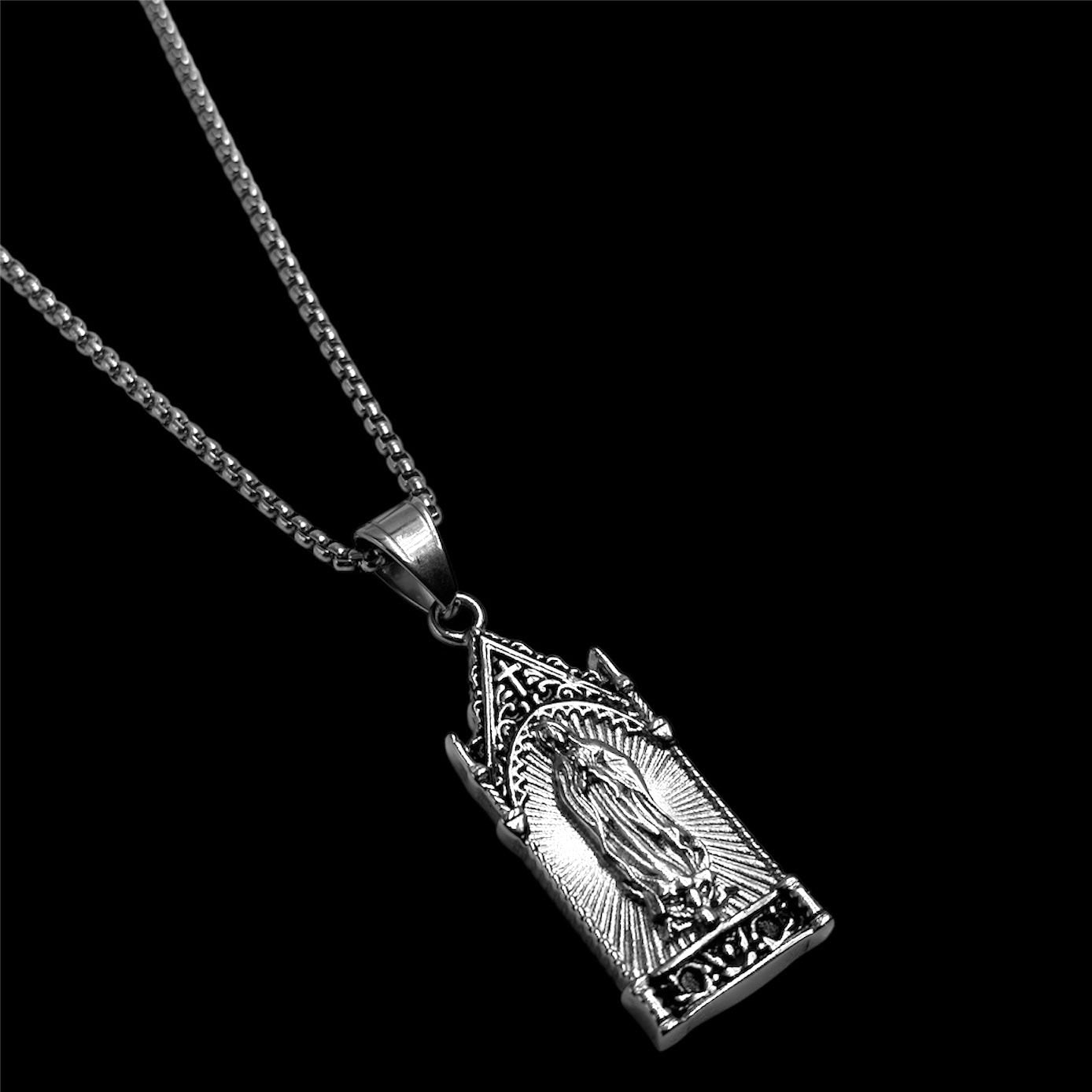 Silver Lady Guadalupe Cathedral Necklace