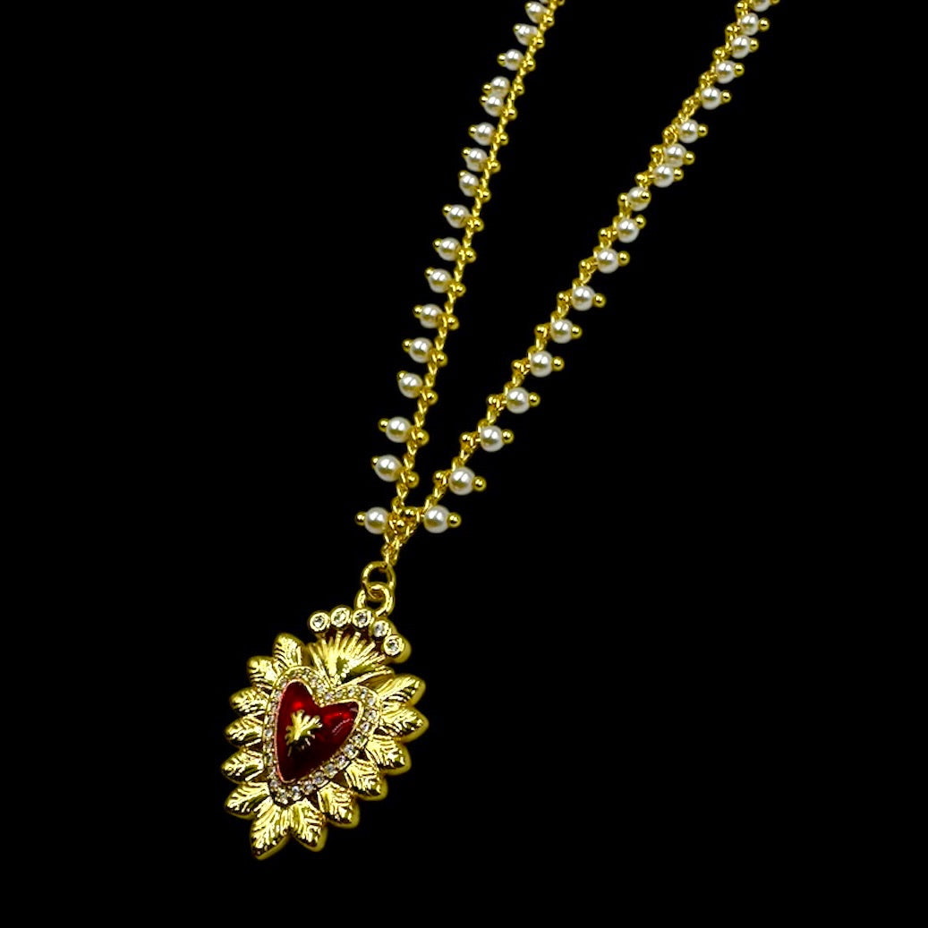 Royal Sacred Heart Pearl Choker