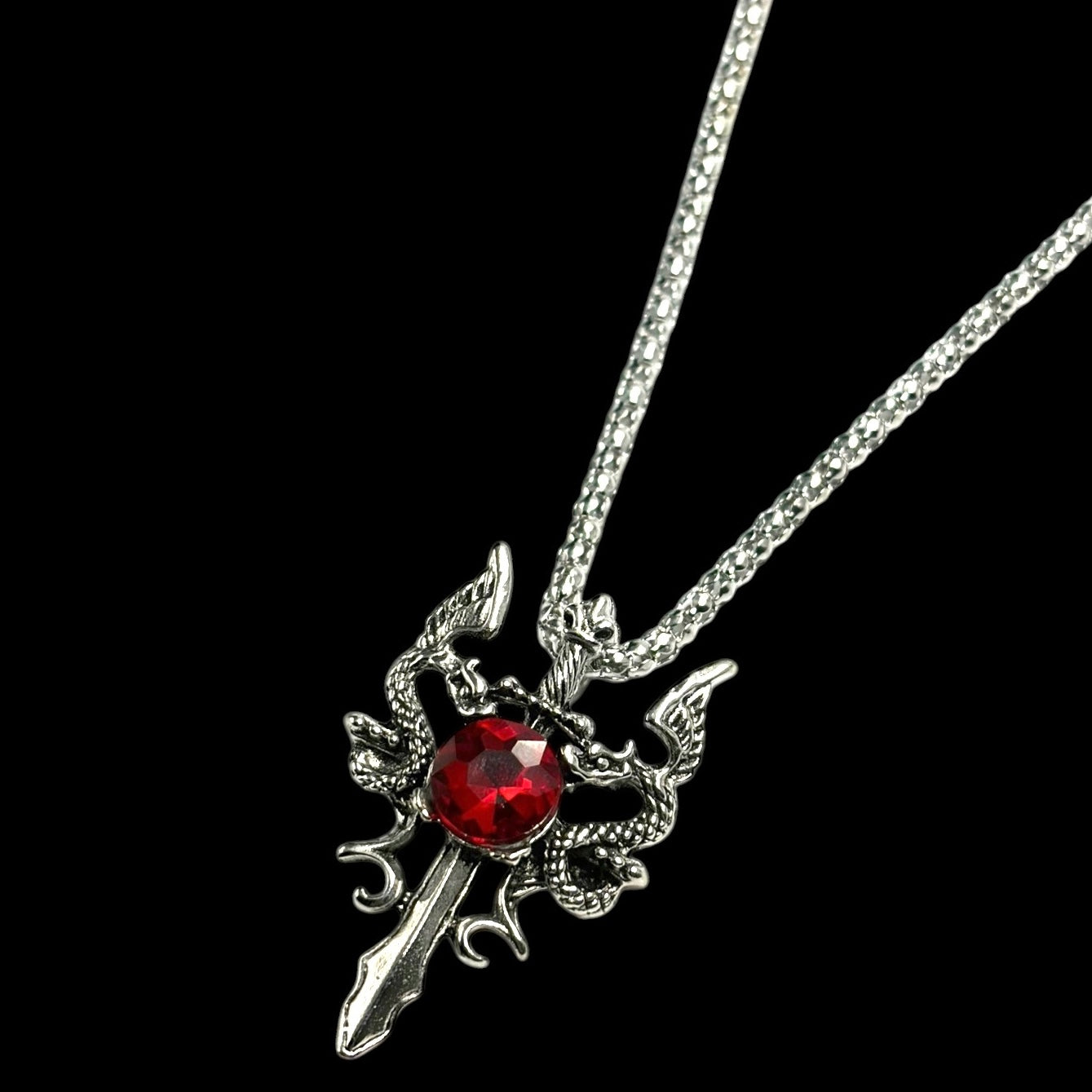 Red Jeweled Dragon Sword Necklace