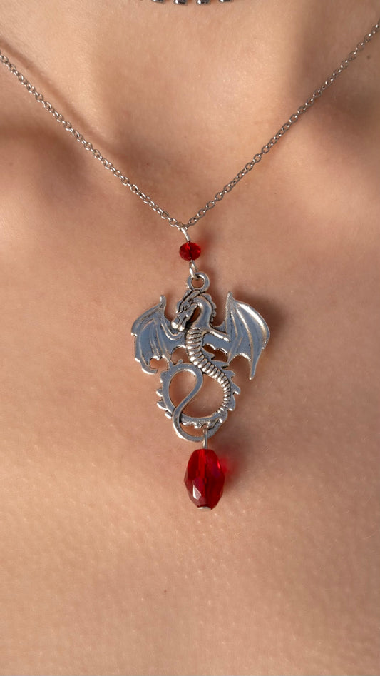 Red Droplet Dragon Necklace