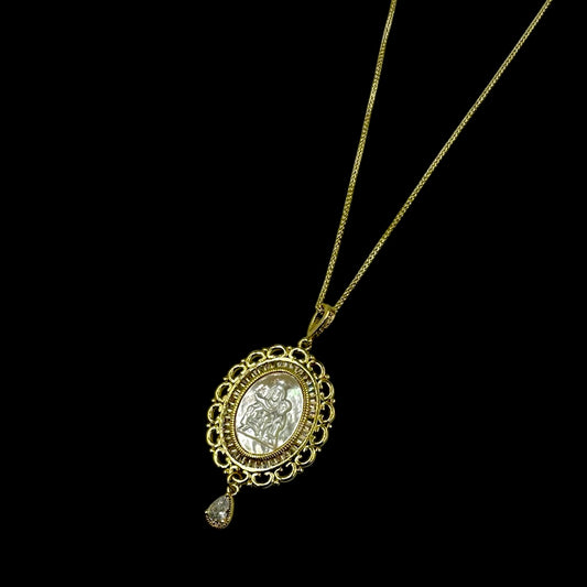 Virgin Mary Portrait Droplet Necklace