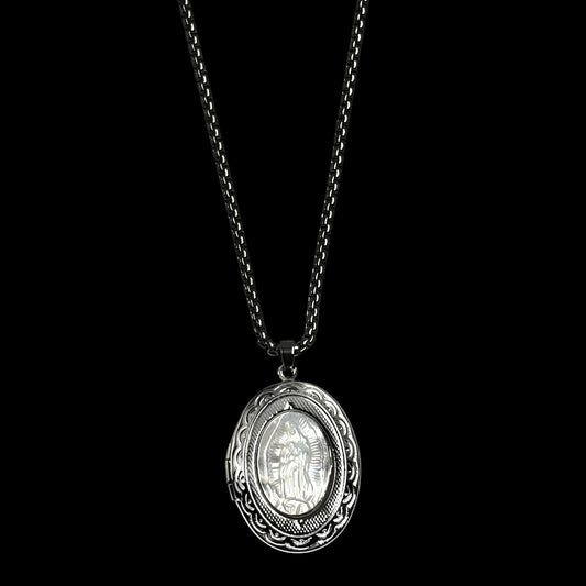 Silver Oval Lady Guadalupe Locket