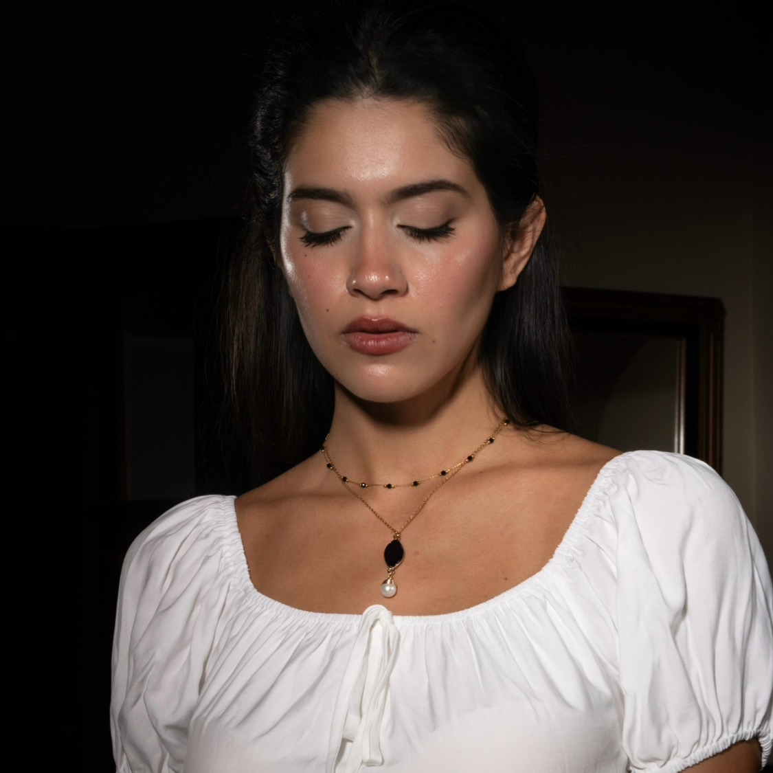 Sally Gold Black Beaded Choker