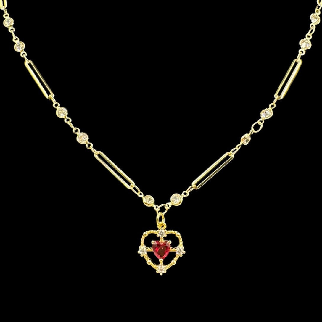 Princess Heart Crystal Chain Necklace