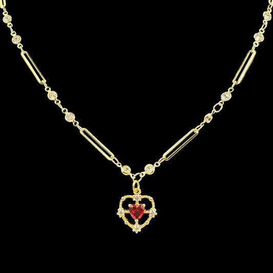 Princess Heart Crystal Chain Necklace