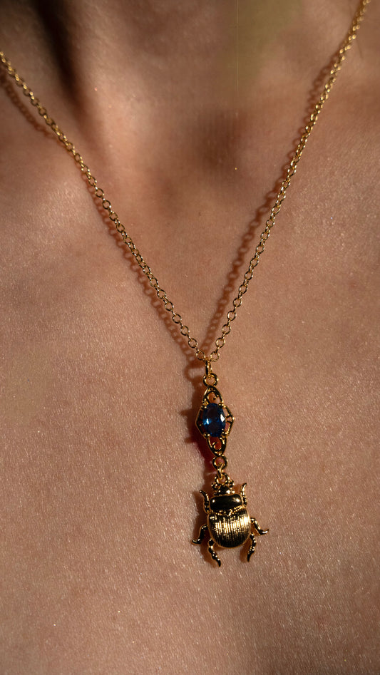 Elizabeth’s Blue Stone Scarab Necklace
