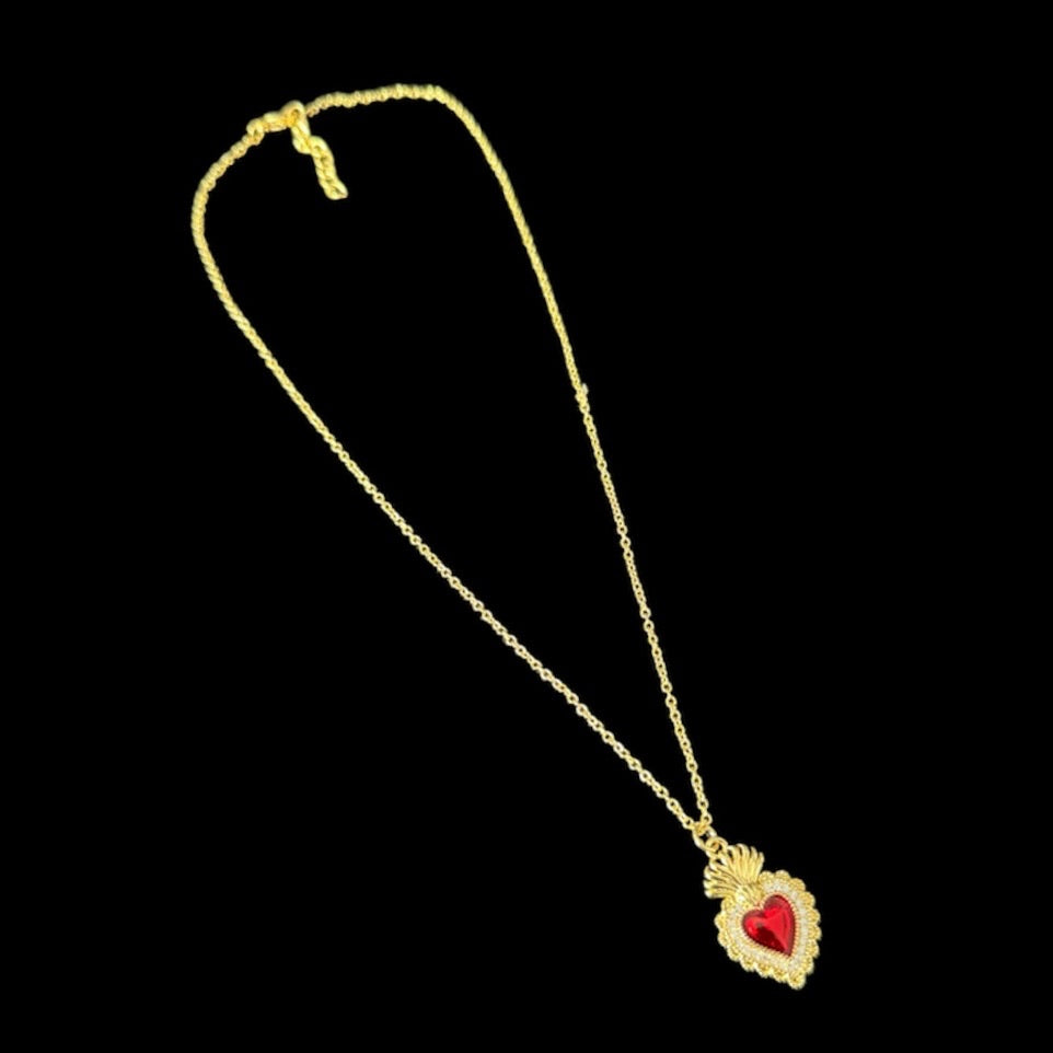 Flaming Sacred Heart Necklace