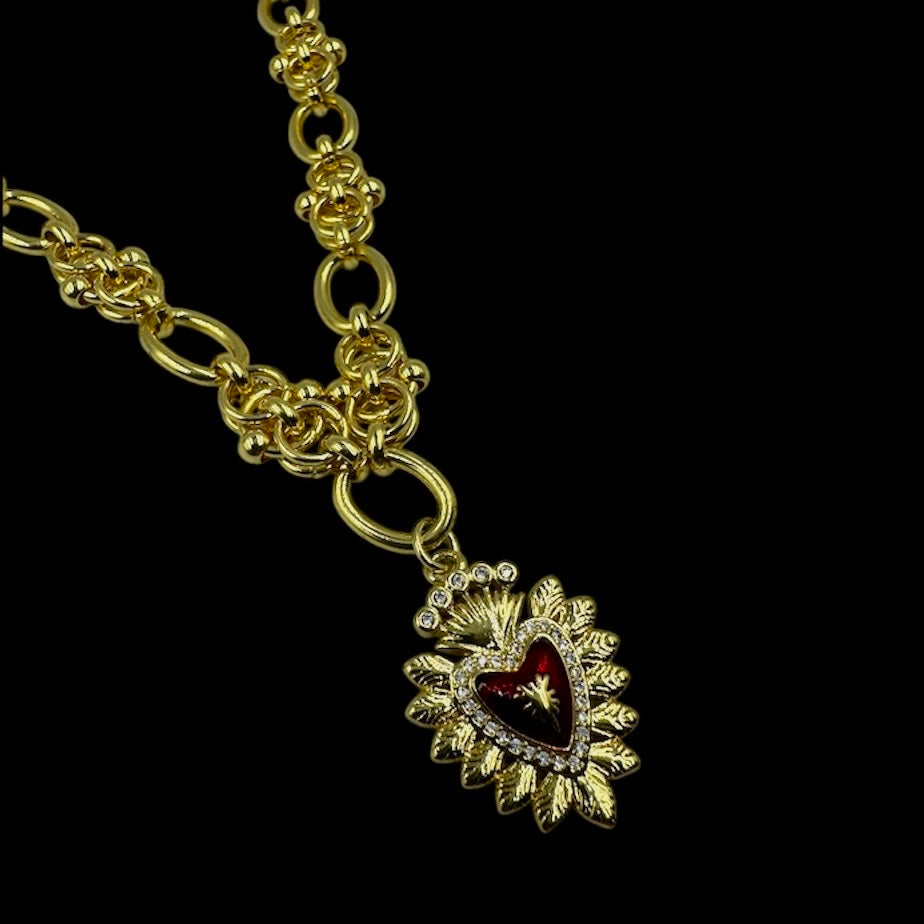 Royal Sacred Heart Chunky Chainmail Choker