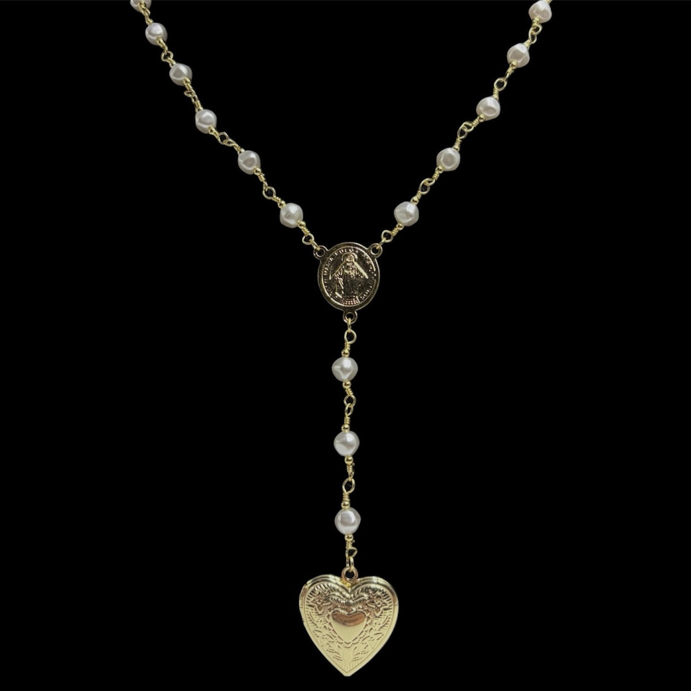 Pearl Locket Rosary