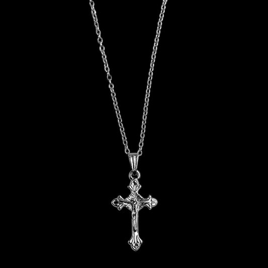 Silver Pointed Crucifix Necklace