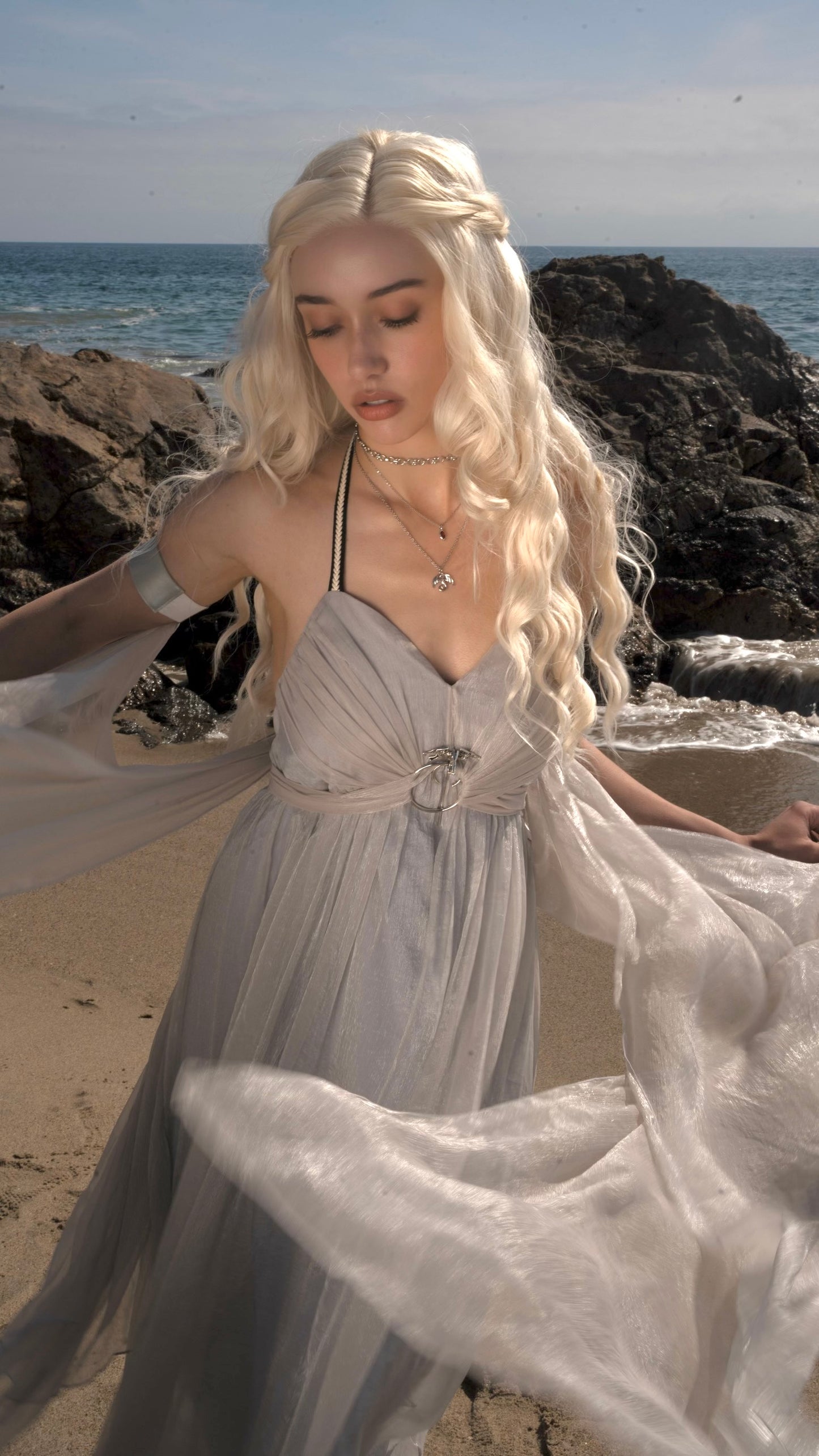 Silver Dragon Chainmail Choker