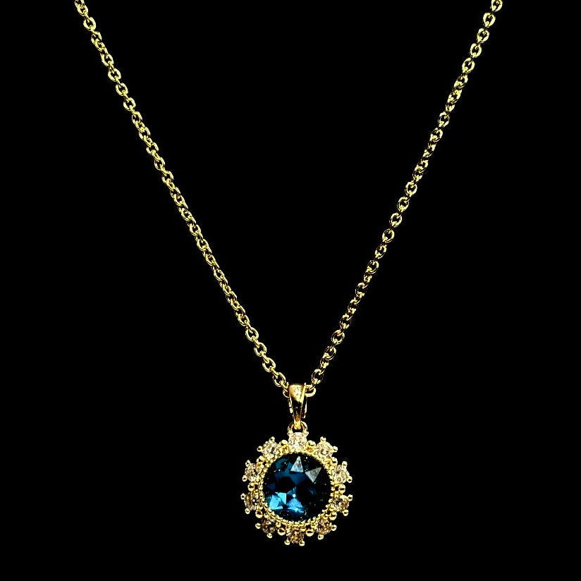 Gold Siren Sapphire Blue Necklace