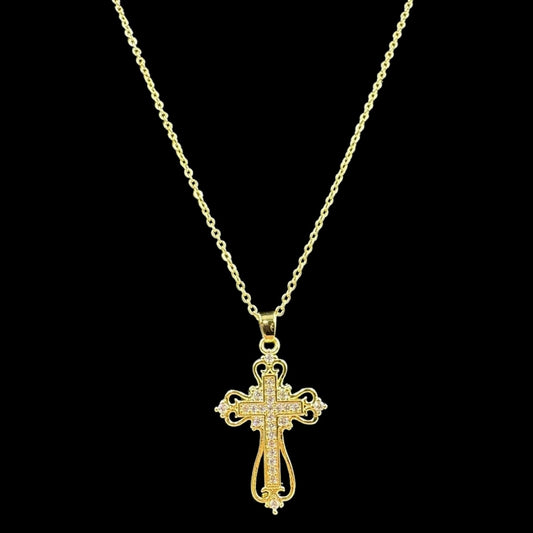 Crystal Ornate Cross Necklace
