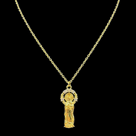 Virgin Mary Diamond Halo Necklace