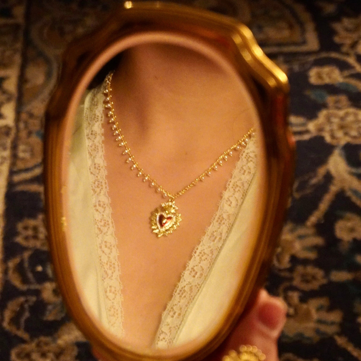 Royal Sacred Heart Pearl Choker