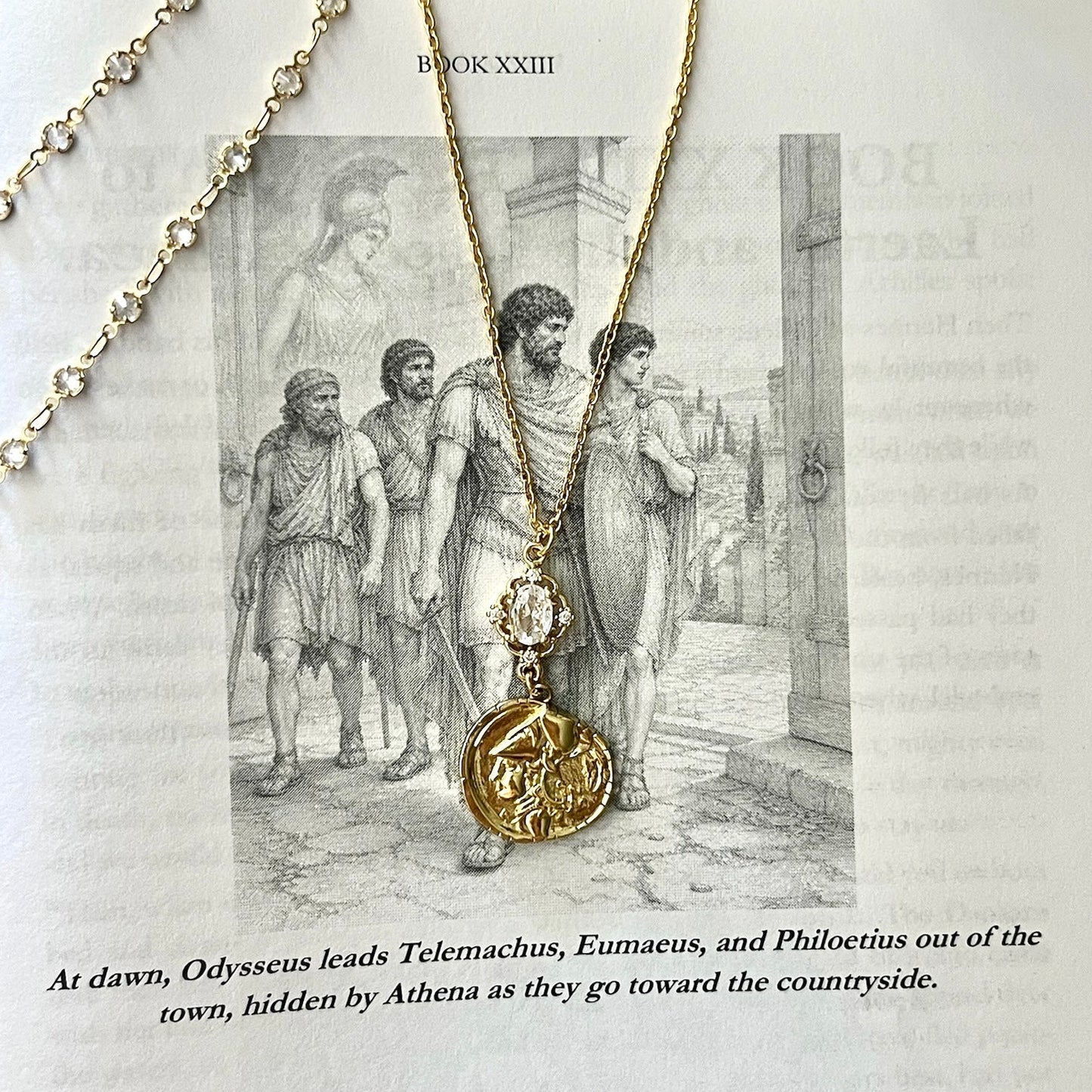 Diamond Athena Coin Necklace
