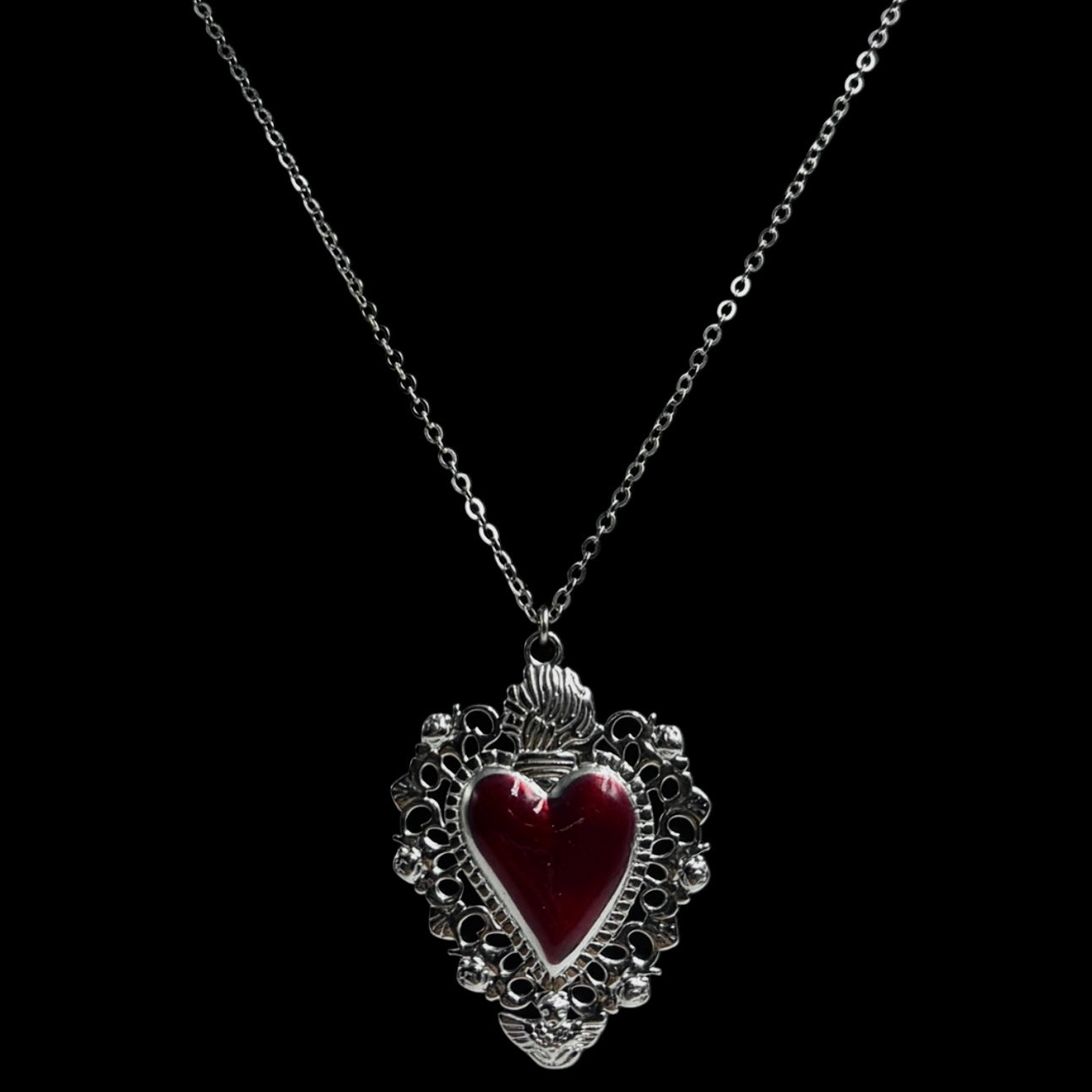 Rounded Vampiric Heart Necklace