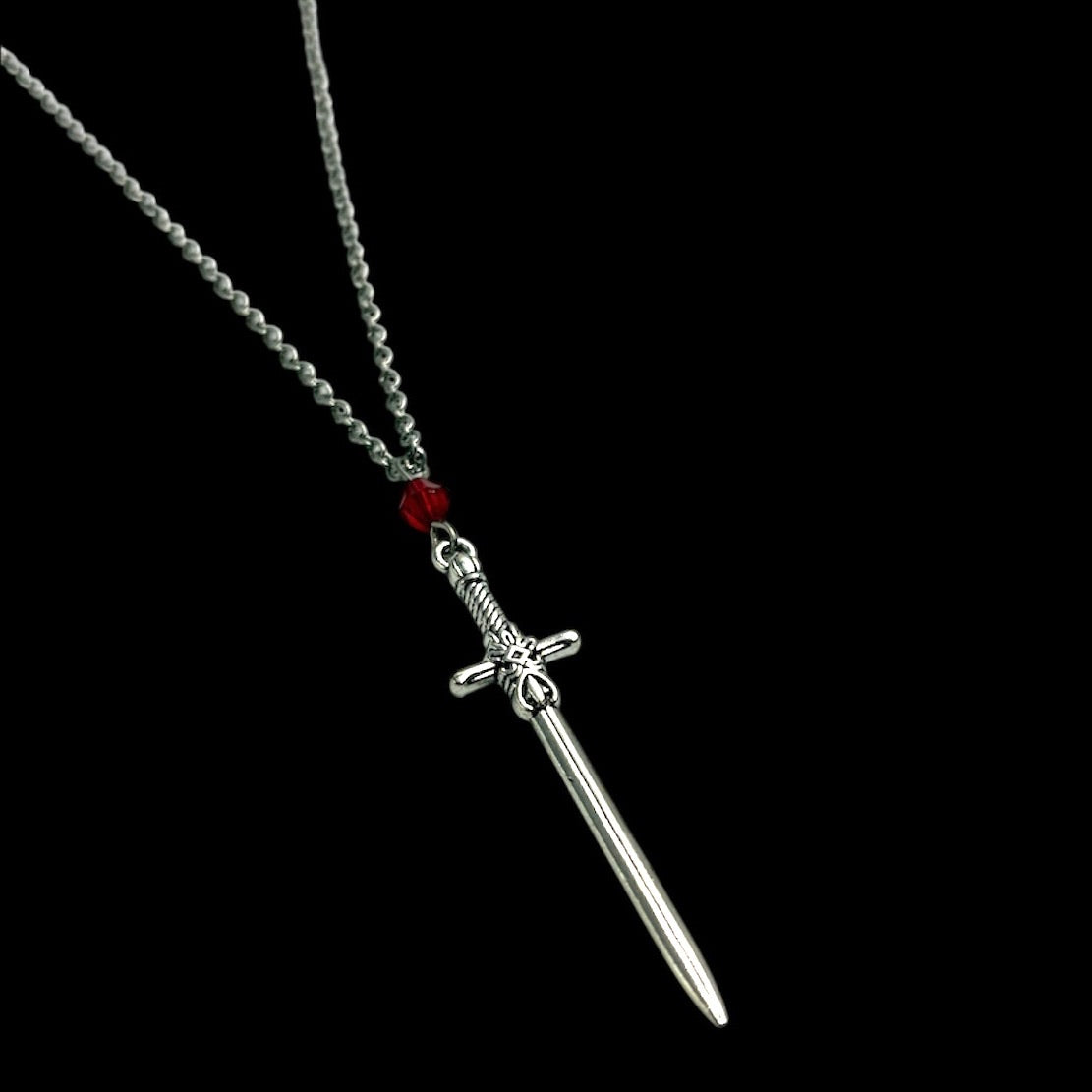 Blood Red Jewel Sword Necklace
