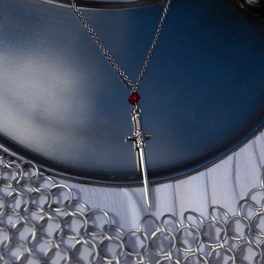 Blood Red Jewel Sword Necklace
