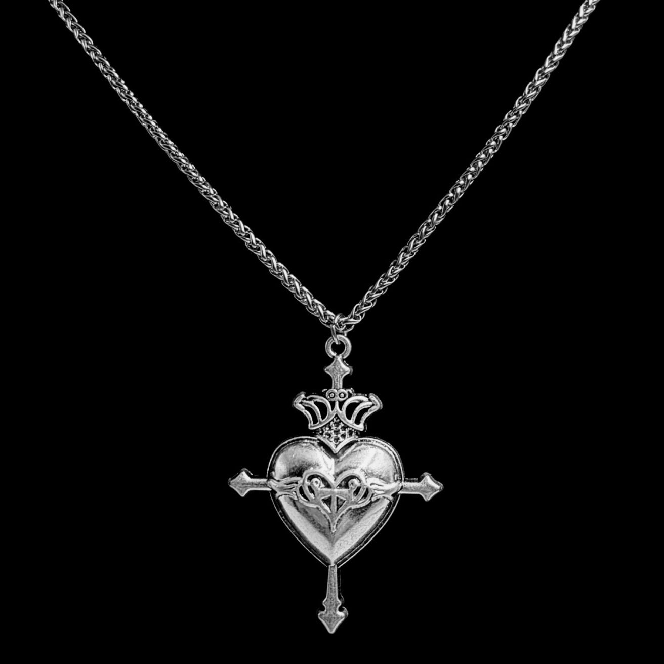 Silver Crossed Heart Necklace
