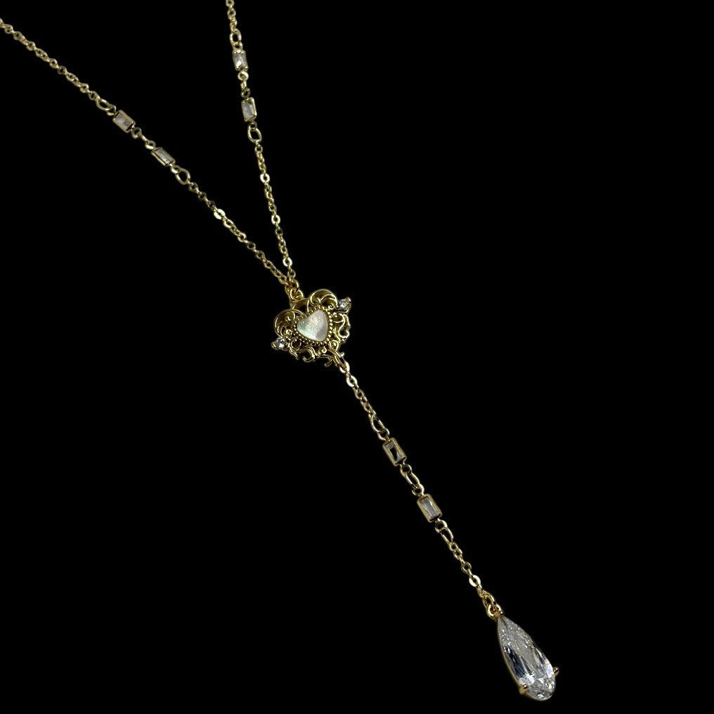 Gold Enchanted Heart Droplet Lariat