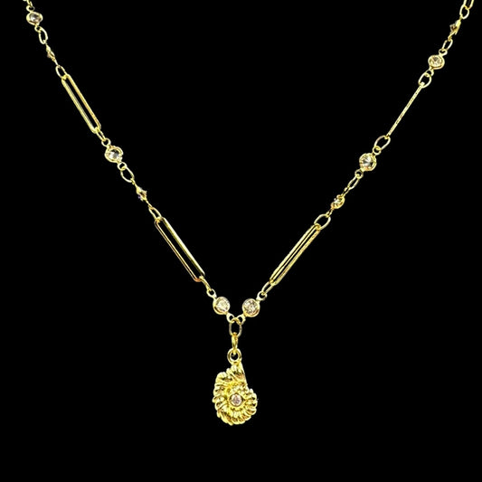 Mini Gold Nautilus Crystal Necklace