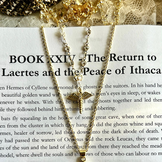 Mini Hermes Caduceus Crystal Necklace