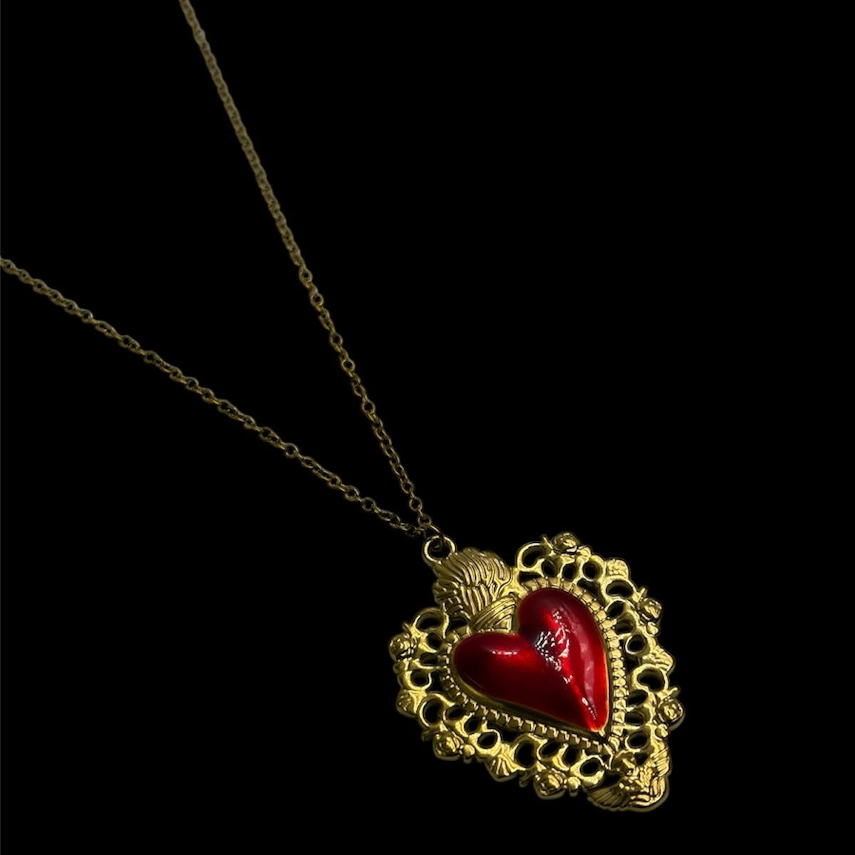 Red Vampiric Sacred Heart Necklace
