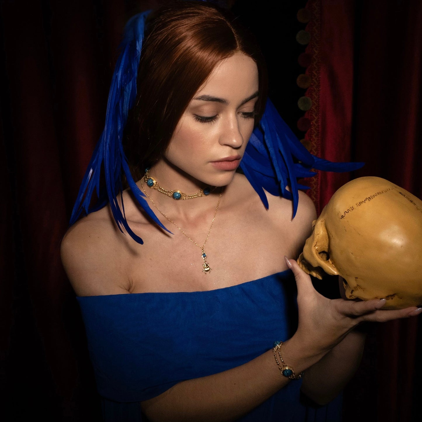 Elizabeth’s Blue Stone Scarab Necklace