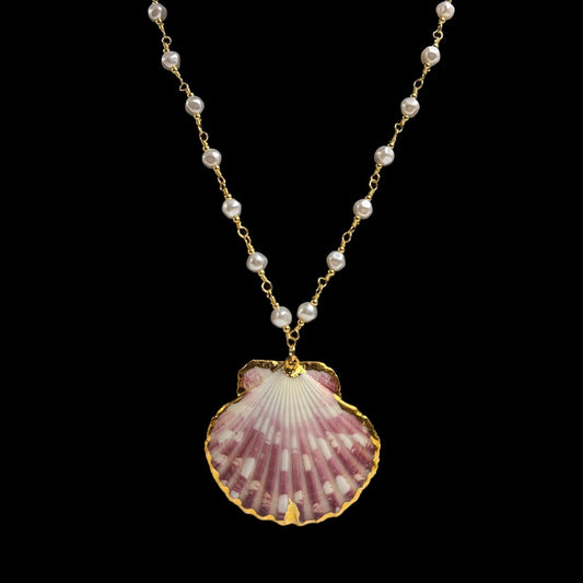 Gilded Siren Shell Pearl Necklace