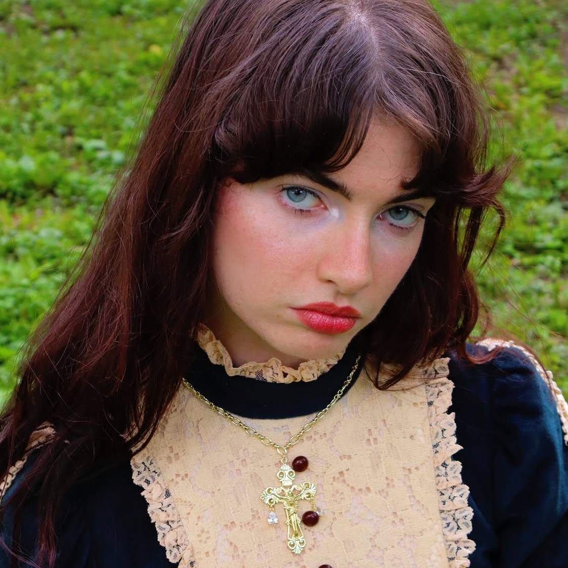 Crystal Droplet Crucifix Necklace