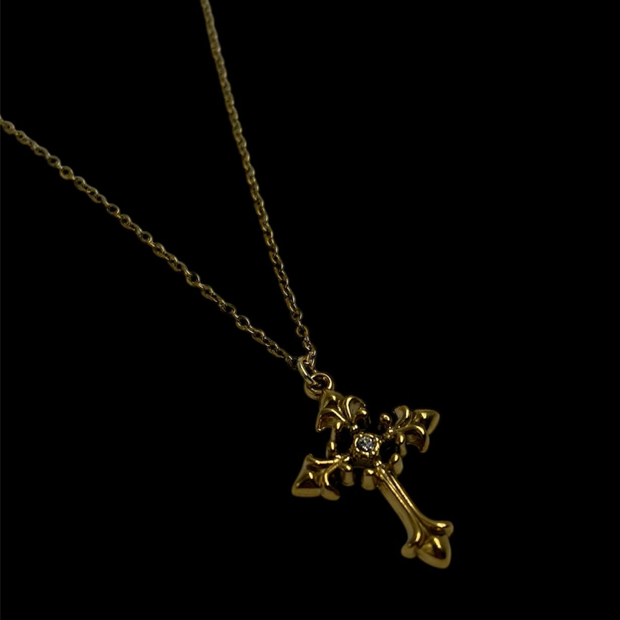 Gold Fleur de lis Cross