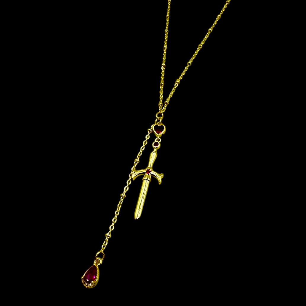 Heart Dagger Droplet Necklace