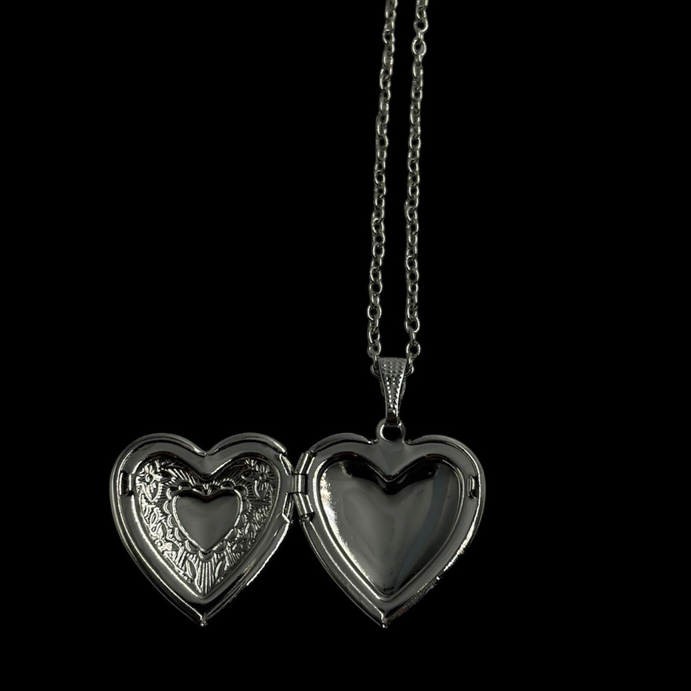 Silver Medium Heart Locket Necklace