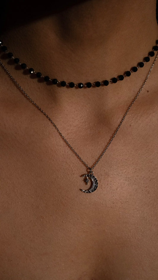 Sally Owens Silver Crescent Moon Necklace