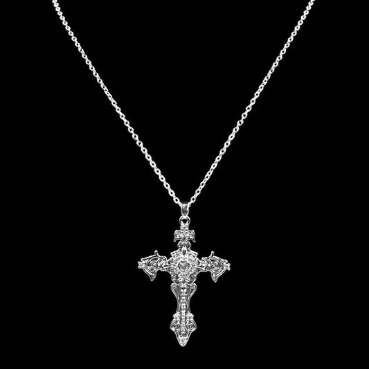 Icy Silver Fleur de Lis Cross