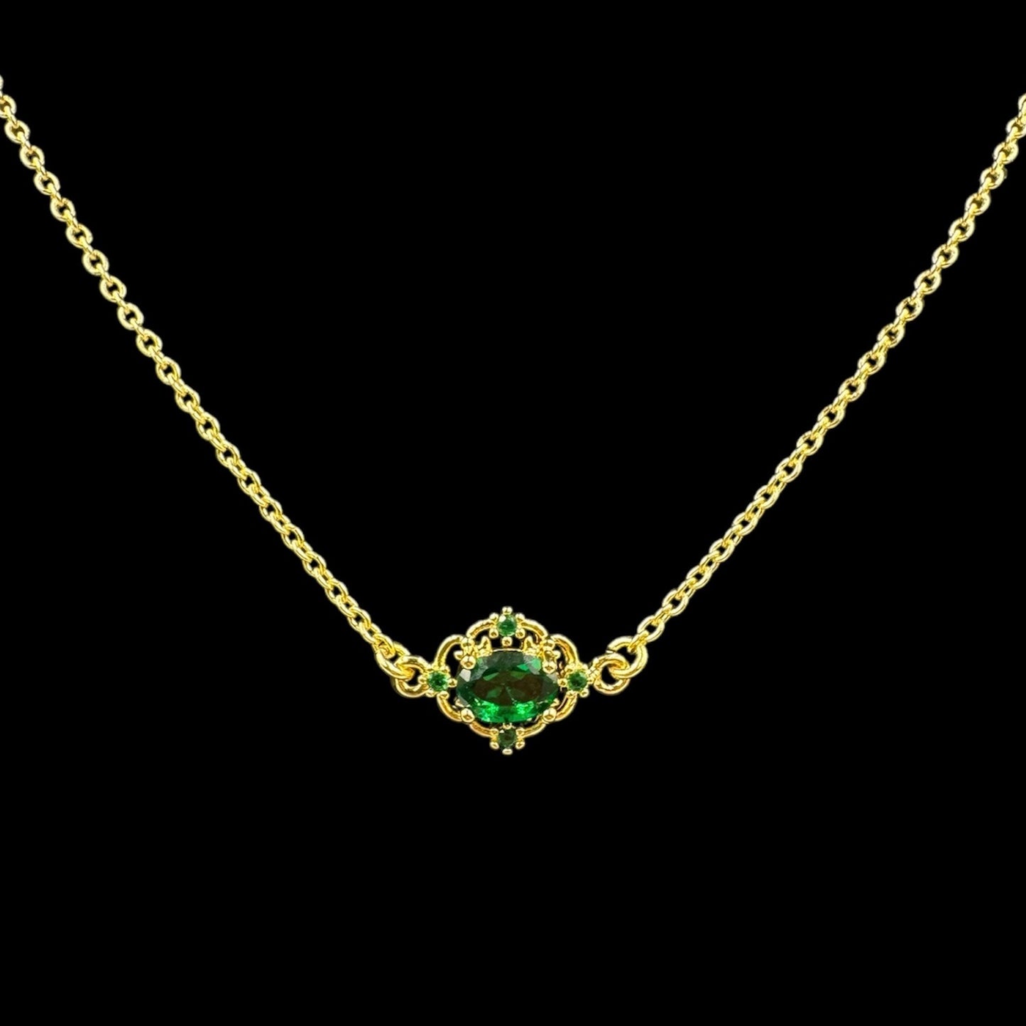 Royal Emerald Choker & Charm Necklace Stack