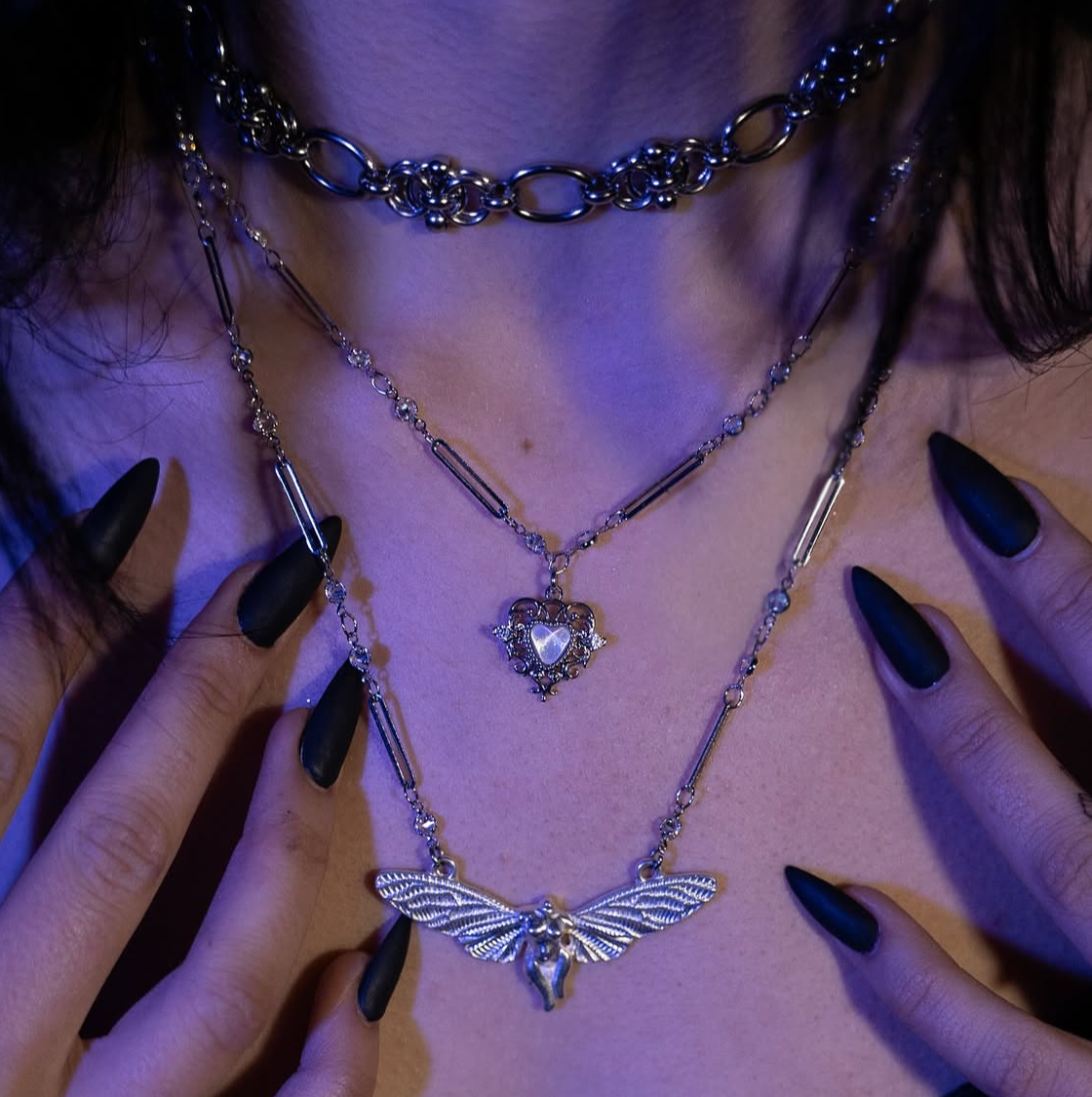 Silver Nymphs Enchanted Heart Crystal Necklace