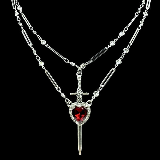 Silver Pierced Red Heart Stack