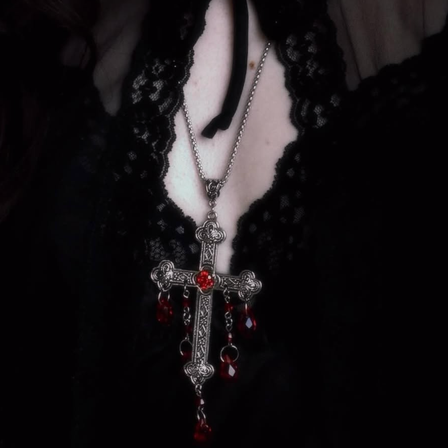 Dripping Blood Cross Necklace